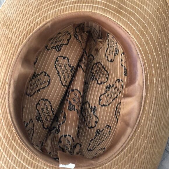 Country Gentleman’s Corduroy Wide Brim Ranch Hat in Tan Feather and braid accent main image 10